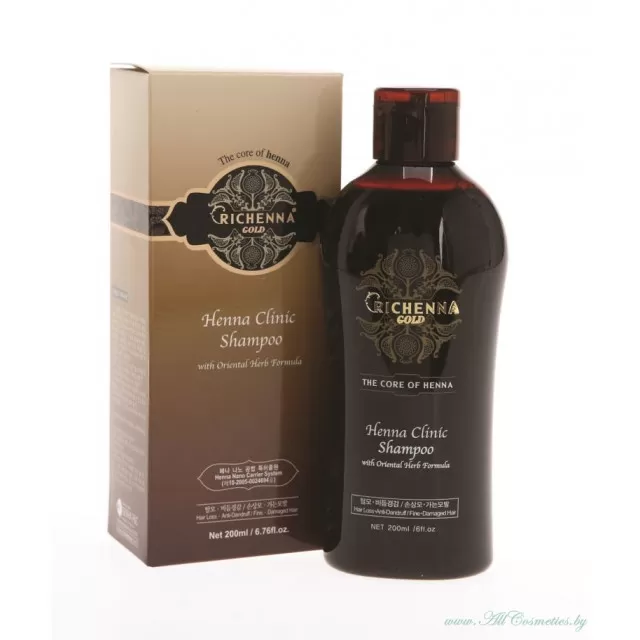 RICHENNA GOLD Шампунь с хной и комплексом восточных трав | 200мл | GOLD Henna Clinic Shampoo