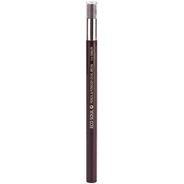 the SAEM Eco Soul Карандаш-пудра для бровей 03 темно-серый | 0,5г |Eco Soul Pencil and Powder Dual Brow, 03 Deep Gray