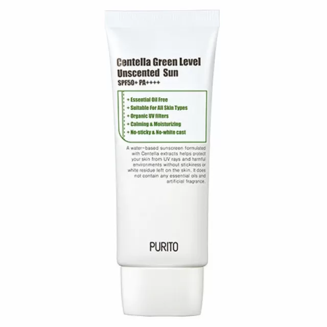 PURITO Centella Green Level Unscented Солнцезащитный крем с экстрактом центеллы без эфирных масел SPF 50+ PA++++ | 60мл | Centella Green Level Unscented Sun SPF 50+ PA++++