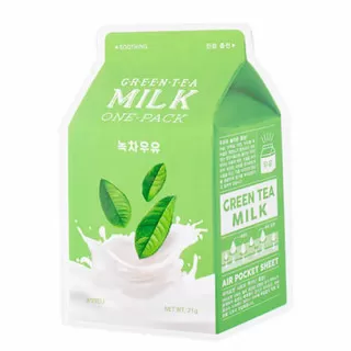 A PIEU Milk One-Pack Маска тканевая с молочными протеинами и экстрактом зеленого чая | 30г | APIEU Green Tea Milk One Pack