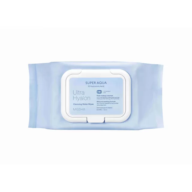 MISSHA SUPER AQUA Ultra Hyalron Салфетки на масляной основе, очищающие | 30шт(139мл) | SUPER AQUA Ultra Hyalron Cleansing Water Wipes