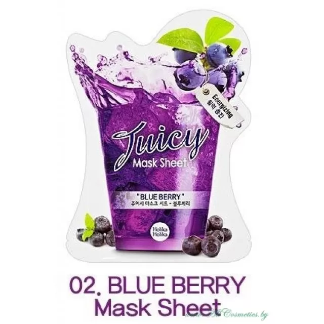 подарок: Holika Holika Juicy Маска тканевая для лица, BLUE BERRY - Черника | 20мл | Juicy Mask Sheet