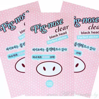 подарок: Holika Holika Pig-nose Очищающая маска стикер ( полоска ), для носа, 3 штуки | 1г*3шт | Pig-nose Clear Black Head Perfect Sticker