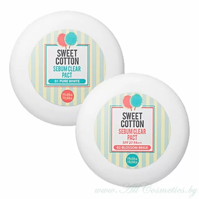 Holika Holika SWEET COTTON Sebum Clear Пудра рассыпчатая, для жирной кожи, No.02 Blossom Beige (Бежевый) | 8г | SWEET COTTON Sebum Clear Pact, No.02 Blossom Beige