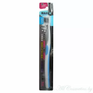 EQ MAXON Зубная щетка с древесным углем и ионами серебра, двойной тонкой щетиной, средней жесткости, суперкомпактная чистящая головка | Ion Charcoal Ag Toothbrush