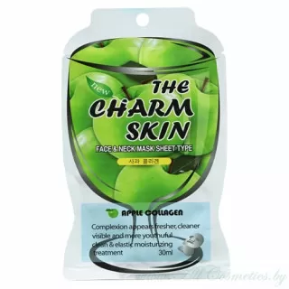 THE CHARM SKIN Маска-салфетка для лица и шеи, Apple Collagen Яблоко и коллаген | 30мл | THE CHARM SKIN Face and Neck Mask Sheet Type, Apple Collagen